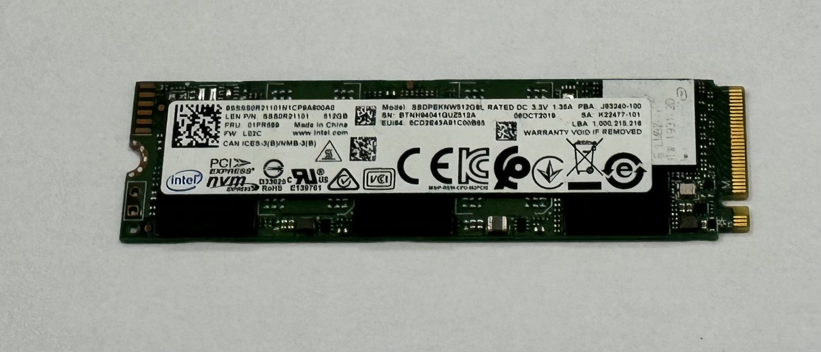 Intel 660p 512 GB M.2 2280 NVMe SSDPEKNW512G8 SSM *gebraucht*