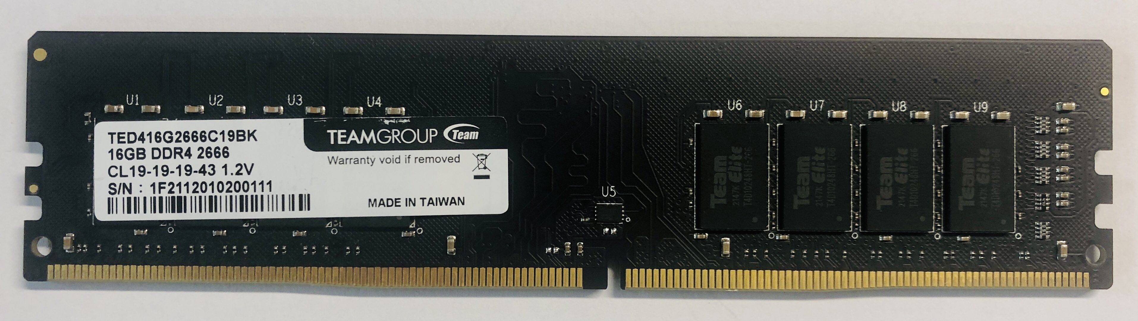 Team Group DDR4 RAM DIMM 16GB 2666MHz / PC4 21300 *gebraucht*