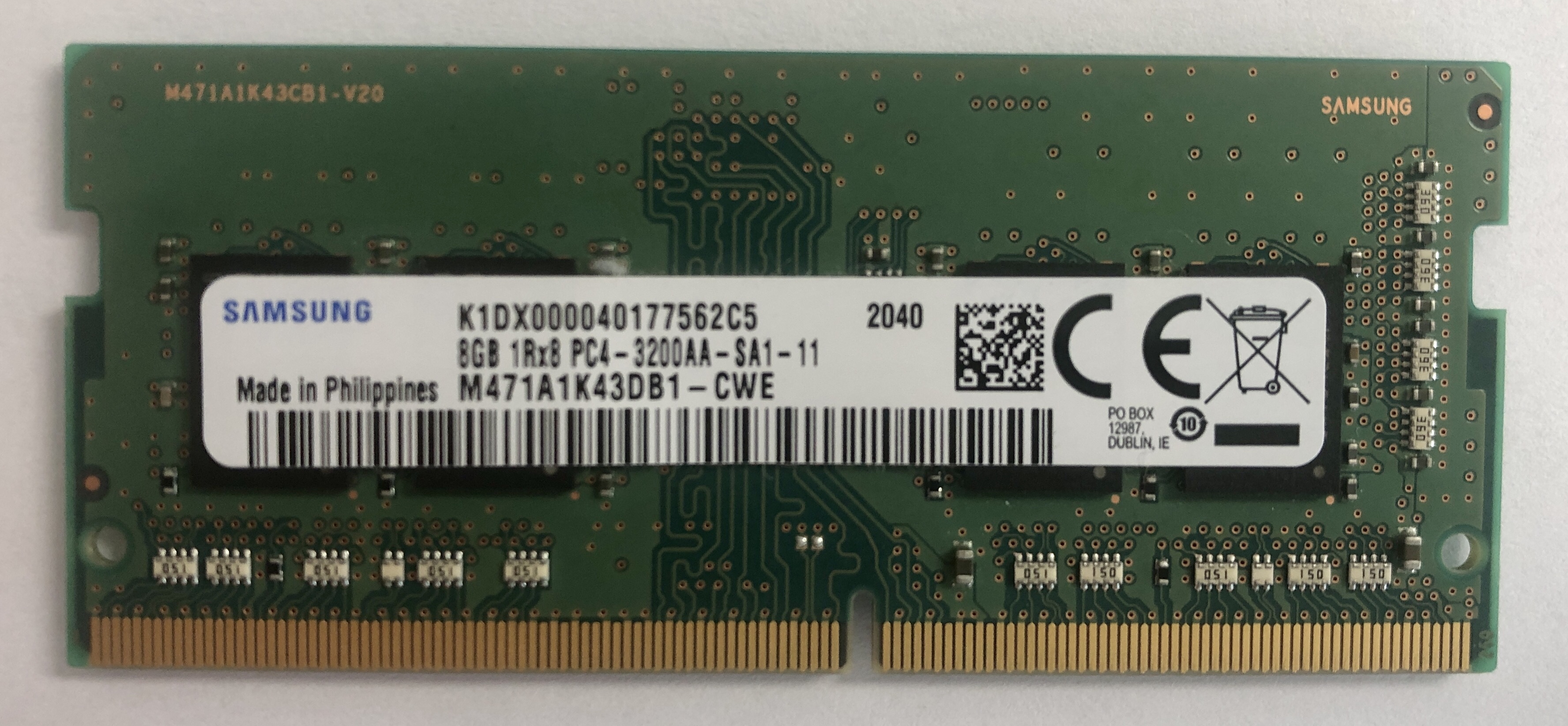 Samsung 8GB DDR4 3200 MHz RAM SO DIMM 260PIN / PC4 25600 1Rx8 *gebraucht*